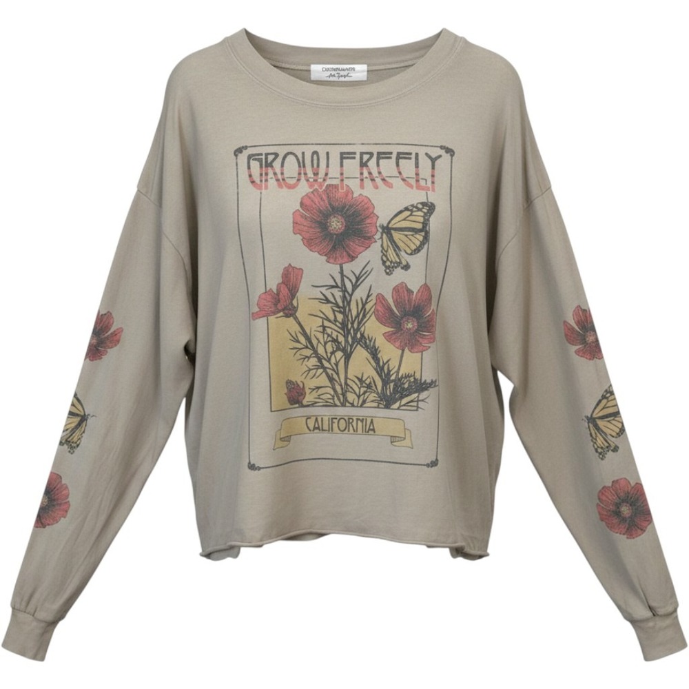 Daydreamer Women Cotton Long Sleeve L Gray Grow Freely California Nature Boho
